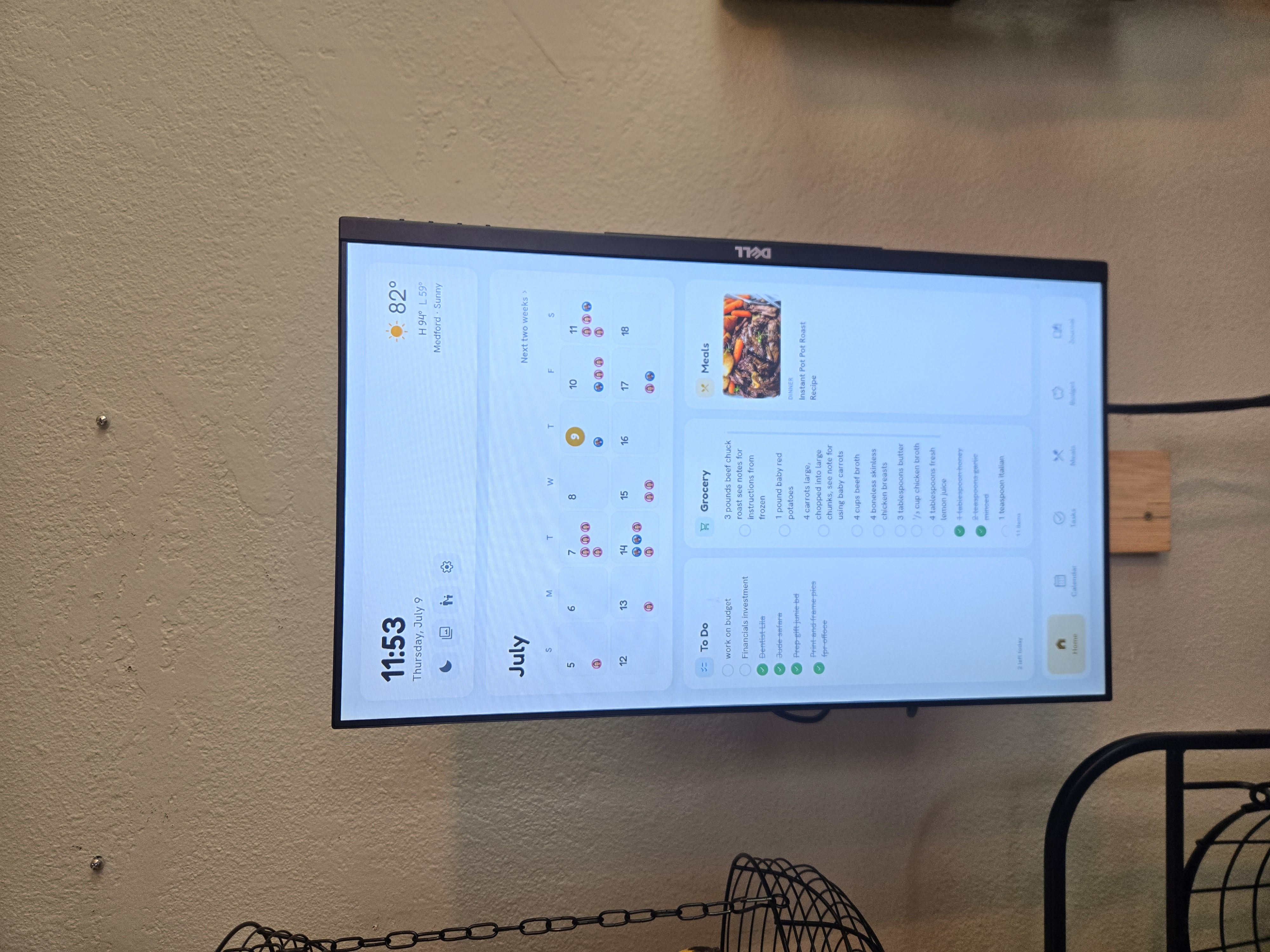 The finished wall install running the dashboard