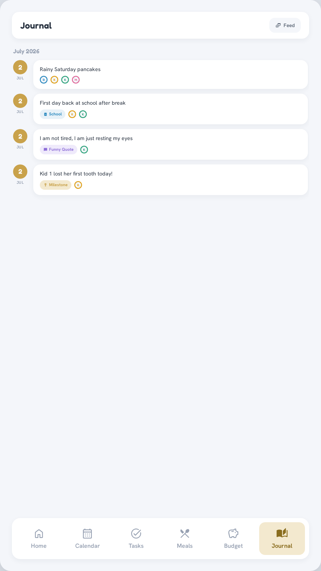 Journal, Timeline view